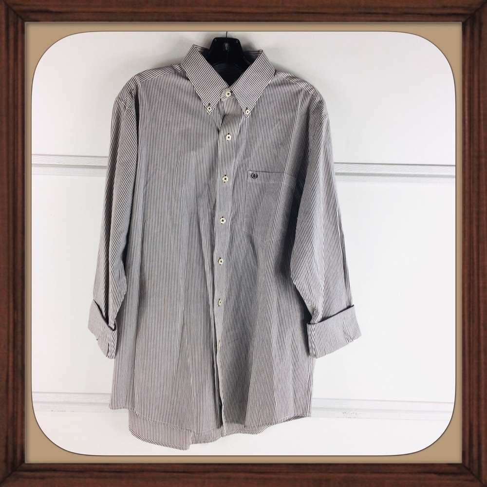 ‼️MOVING SALE‼️ IZOD Brown And White Stripes Button Up Shirt NWT